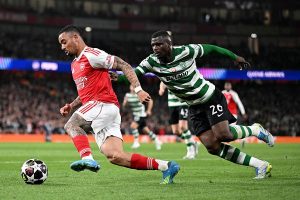 Ousmane Diomandé lors du quart de finale retour de la Ligue des champions face à Arsenal
